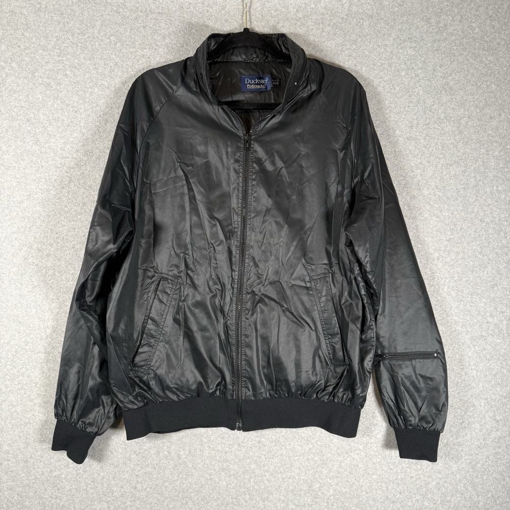 Vintage 80s Blue Silky‎ Duckster 570 Pro Group Windbreaker Bomber Jacket L/XL